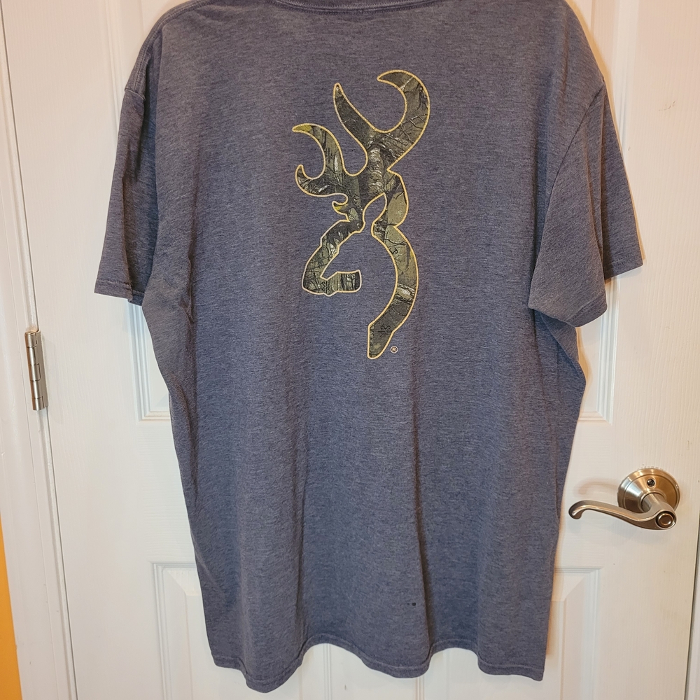 Browning Men's Heather Blue Tee with Camo Logo